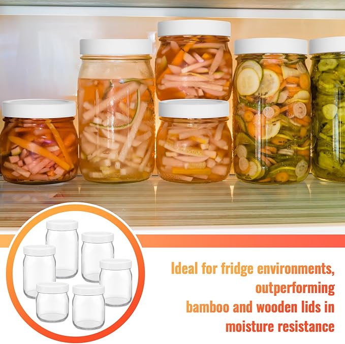 6 Pcs Silicone Wide Mouth Lids Mason Jar Lids Thickened Leak Proof Lid for 86 mm All Wide Mouth Mason Jars, Reusable Large Canning Jar Caps (White)