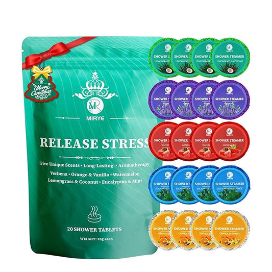 Shower Steamers Aromatherapy, 20-Pack Shower Bombs with Natural Essential Oils – Stress Relief Self Care, Birthday Gifts for Women & Men, Christmas Stocking Stuffers & White Elephant Gifts