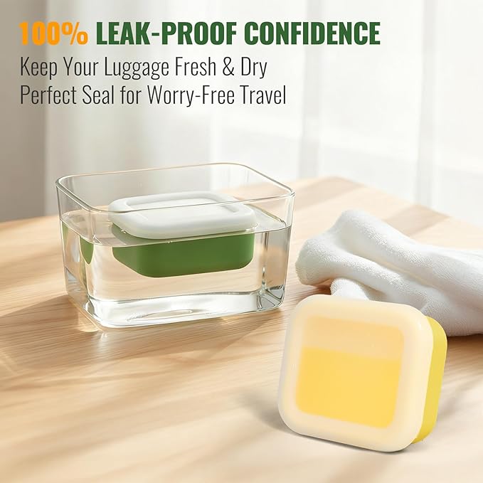 Shampoo Bar Travel Case with Draining Pad | Leakproof Silicone Small Travel Soap Case | Ultra-Compact for Gym, Camping, Business Trip (Butter Yellow)