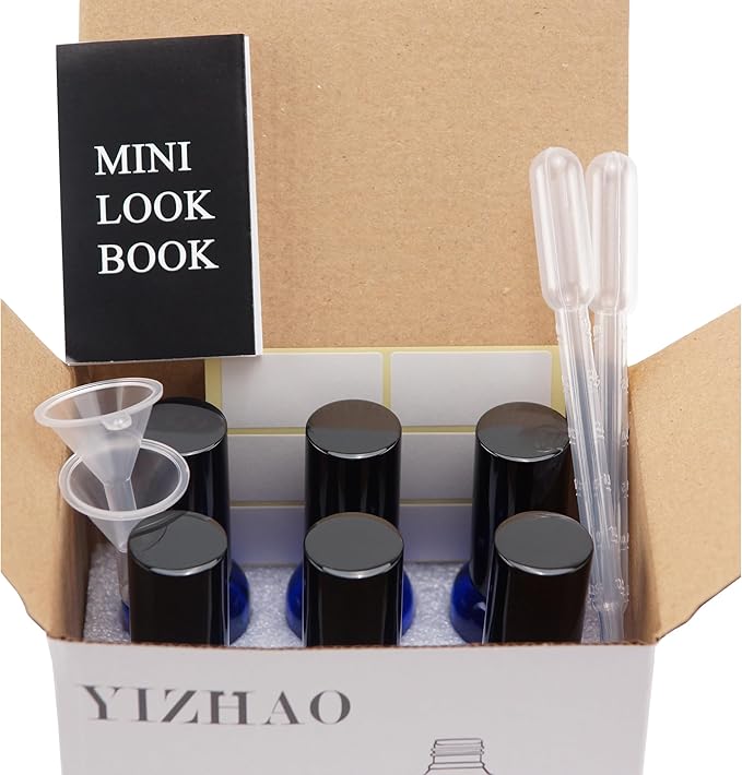 YIZHAO Clear Glass Spray Bottles 2oz, with Small Fine Mist Spray, Metal Cap, Refillable for Essential Oil,Travel,Cleaning,Perfume,Aromatherapy,Makeup – 6 Pcs