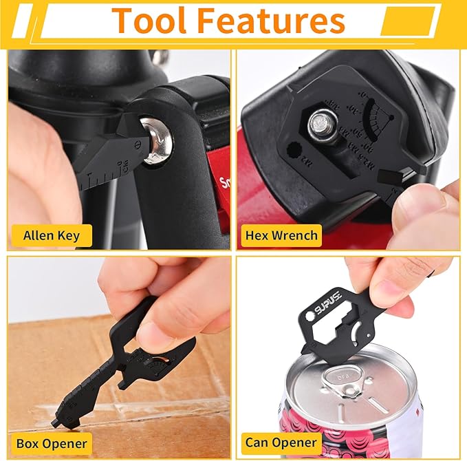 Men Keychain Multitool 2 Pack, 20 In 1 Key Shaped Pocket EDC Gadgets, Multi Tool with Drill Drive Screwdriver and Bottle Opener Keychain, Perfect Gifts for Men, Women, Dad and Outdoor, Black
