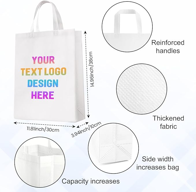 Custom Tote Bags with Your Logo, Personalized Reusable Shopping Bags for Shopping Business