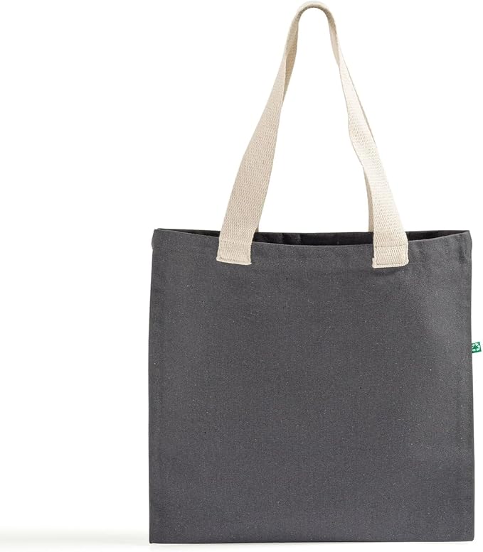 Recycled Canvas Tote Bags with Full Gusset – 6 Pack Reusable Flat Book Bag, Eco Friendly Canvas Tote Bulk,