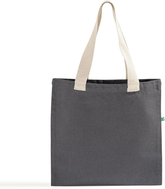 Recycled Canvas Tote Bags with Full Gusset – 6 Pack Reusable Flat Book Bag, Eco Friendly Canvas Tote Bulk,