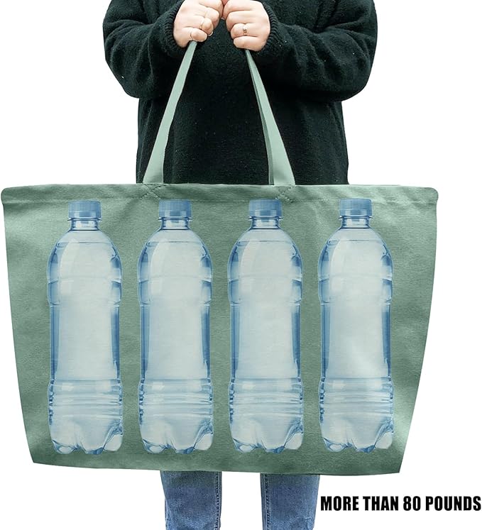 Large Canvas Tote Bag-Extra Big Shopping Beach Totes Bags Reusable Largest Grocery Plain Solid Bag 28"x8"x16"