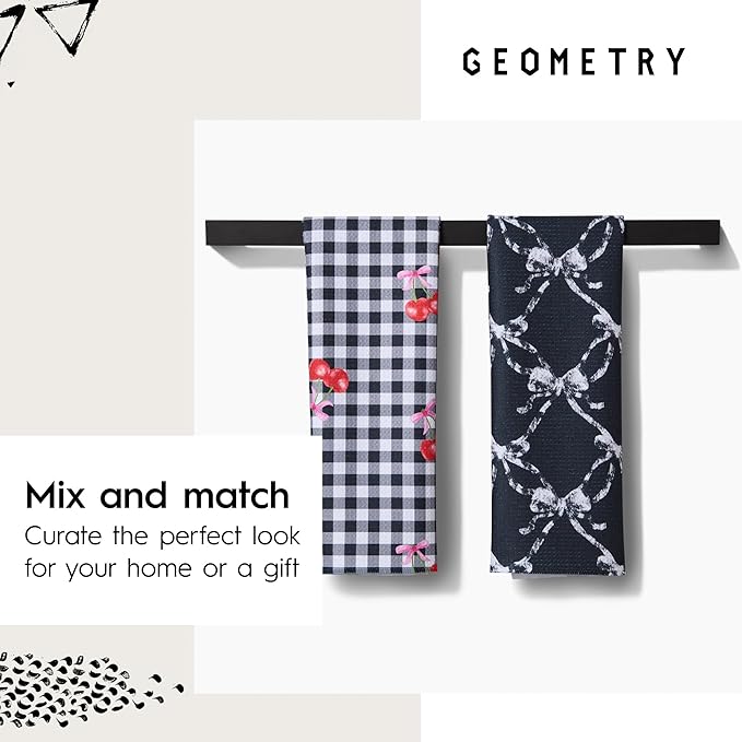GEOMETRY Spring Kitchen Towels - Quick Dry Microfiber Cloth Spring & Summer Dish Towels for Kitchen Drying - Premium Quick Dry Towel - Strawberry Shortcake Lines, 18" x 30" - 1-Pack