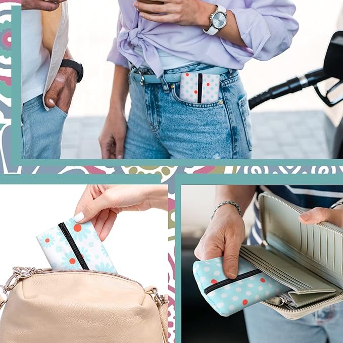 8 Pieces Purse Tissue Holder Reusable Travel Tissue Pouch Fabric Zipper Purse for Bag Car Office Home(Fresh)