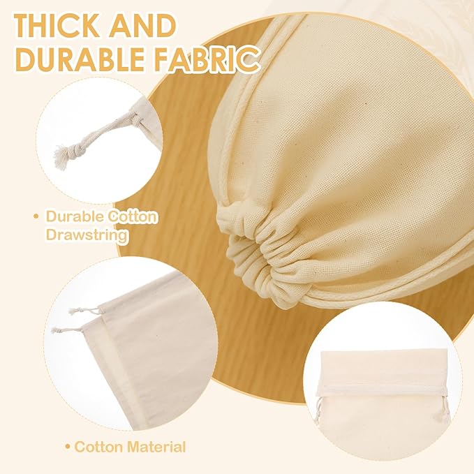 20 Pcs Cotton Storage Bags,8X10 inch Cotton Drawstring Bags,Reusable Produce Bag,Washable Muslin Storage Bag,Natural Canvas Fabric Sachet,for Vegetables Fruit & Grocery Shopping Home Supplies