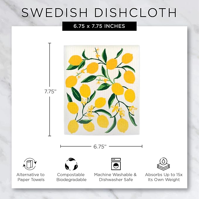 DII Swedish Dishcloths for Kitchen & Cleaning, Reusable, Machine Washable & Dishwasher Safe, Biodegradable, 7.75 x 6.75, Cats Everywhere!, 3 Piece