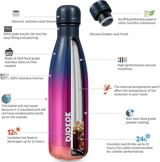 BJPKPK 17oz Insulated Stainless Steel Water Bottles Metal Water Bottle Keep Cold and Hot,Thunder