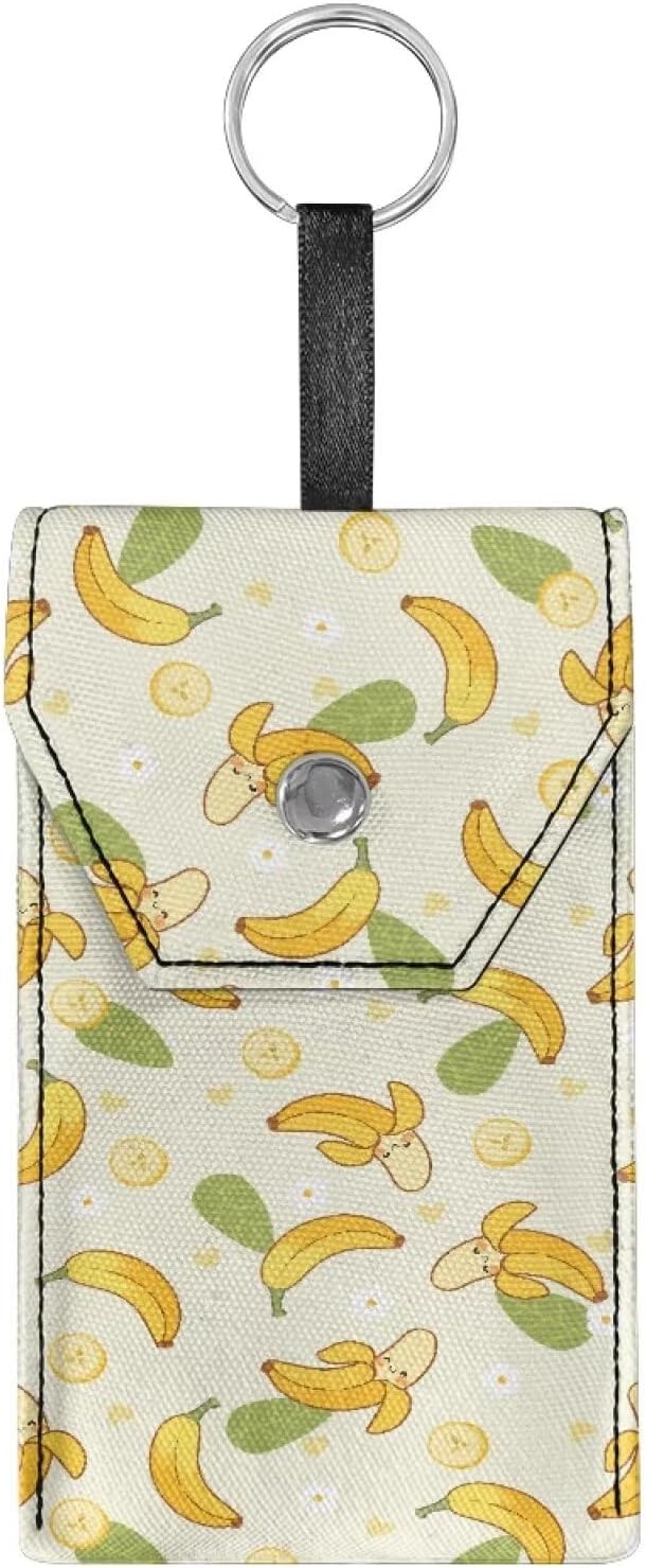 Pocket Tissue Holder Portable Travel Tissue Holder Snap Button Enclosed Reusable Canvas Purse Size Tissues Packs Banana