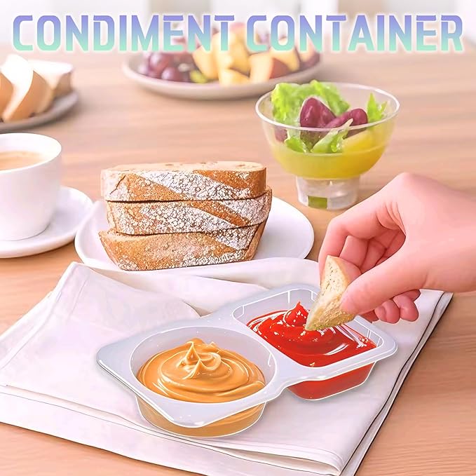 BADBLUE 22 Sets Snack Pack Containers, Reusable Small Snack Containers with Lids, Double Compartment Condiment Container Sauce Dipping, Grab and Go Box Container for Kids Adults