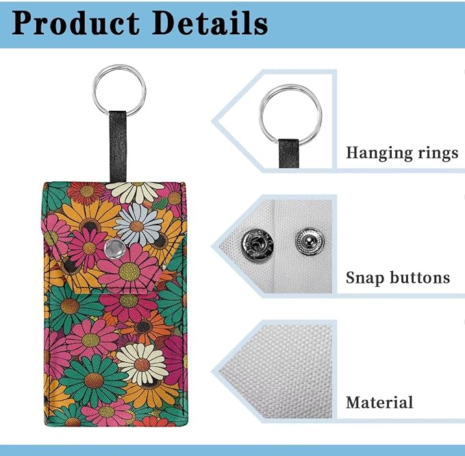 Portable Tissues Purse, Hanging Rope Tissue Bag Hippie Flower Reusable Paper Holder for Travel Outgoing Daily