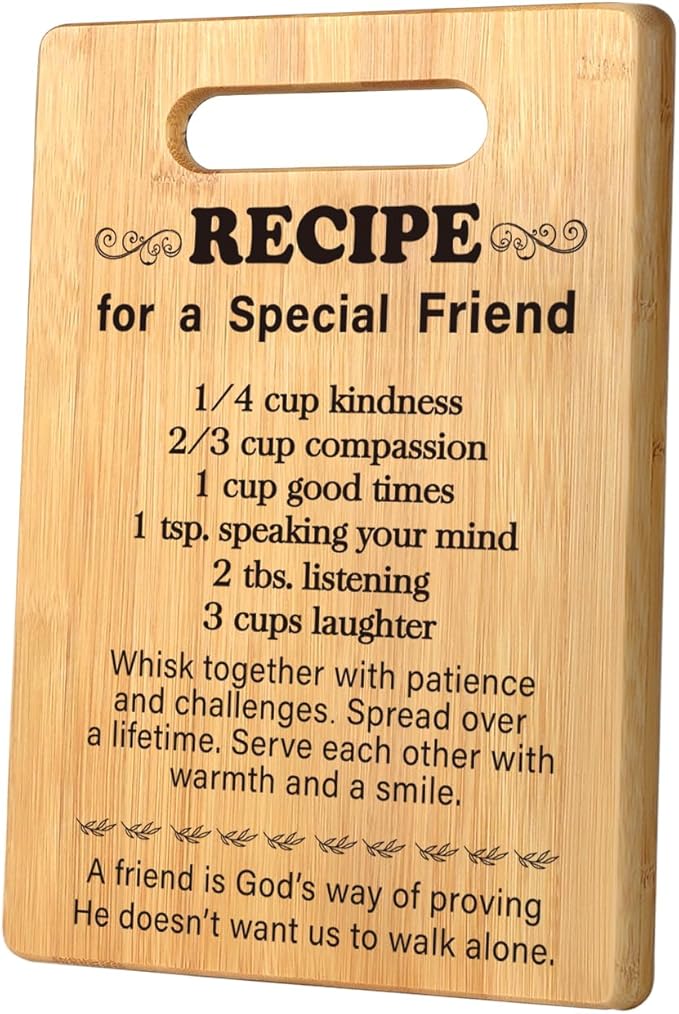 Best Friend Birthday Gifts for Women, Friendship Gifts for Women Friends, Unique Gifts for Friend Christmas, Bestie Bff Thank You Gift for Bestfriend Idea Recipe for a Special Friend Cutting Board