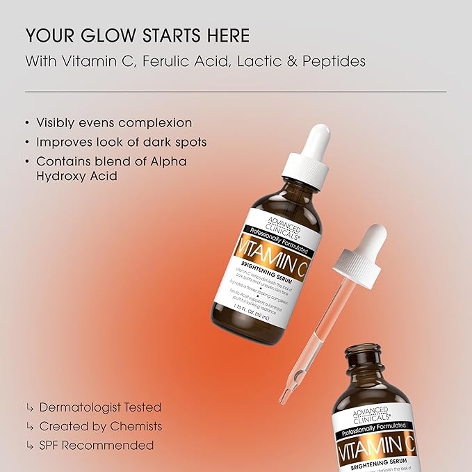 Advanced Clinicals 3 Pack Glow Getter Vitamin C Skin Care Set | Brightening Vitamin C Serum + Facial Cleanser Face Wash + Under Eye Cream For Dark Spots | Anti Aging Gift Set Box For Women & Men, 3PC