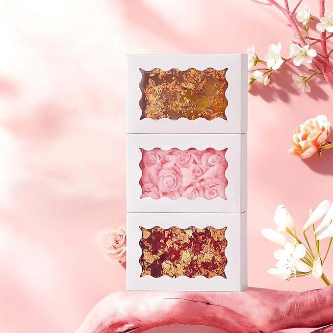 100PCS 3.5x2.36x1.2 inches White Soap Boxes, Homemade Soap Packaging Gift Boxes with Window, Small Gift Bakery Boxes for Macarons, Cookies & Candies, Wedding & Birthday Party Favors