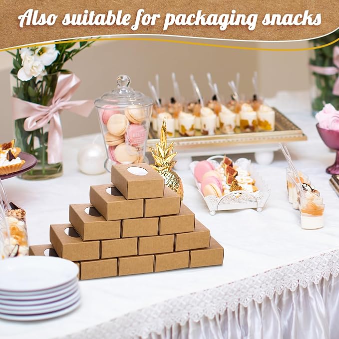 TaoBary 100 Pcs Soap Boxes for Homemade, 3 x 3 x 1.2 Inch Small Paper Gift Packaging Boxes with Window, Gift Wrappers for Soap Packaging Making Party Favor(Oval,Kraft)