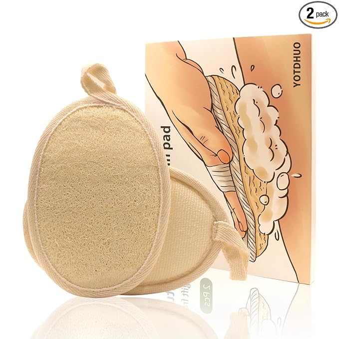 Natural Loofah Exfoliating Body Scrubber Luffa Sponge Pads Lather Well Soft Exfoliator Premium Bath Loofahs 2Pack