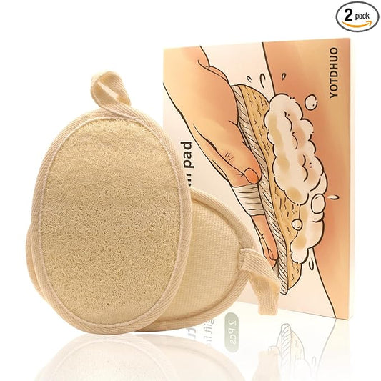 Natural Loofah Exfoliating Body Scrubber Luffa Sponge Pads Lather Well Soft Exfoliator Premium Bath Loofahs 2Pack