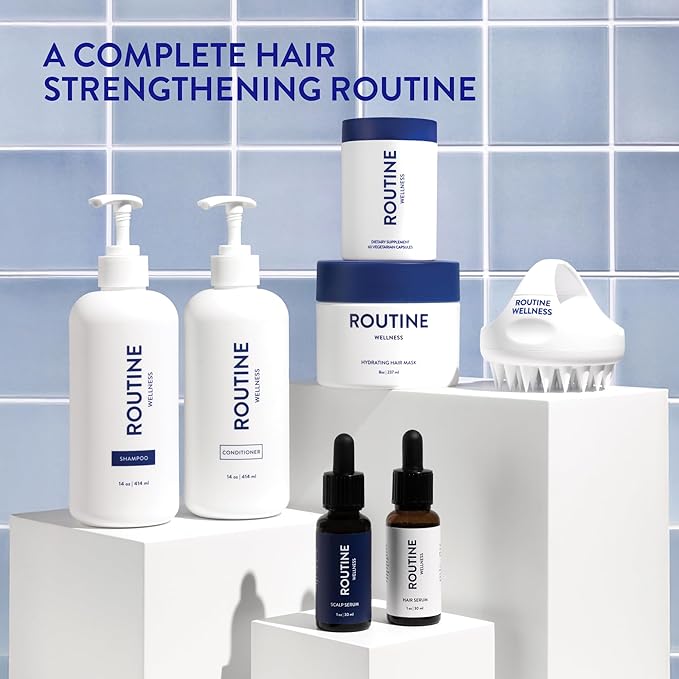 Routine Wellness Anti-Thinning Shampoo and Conditioner Set for Thinning Hair - Biotin DHT Blocker Women & Men - Color Safe Shampoo for Hair Loss & Healthier Hair - Jasmine & Orange Blossom (Pack of 2)