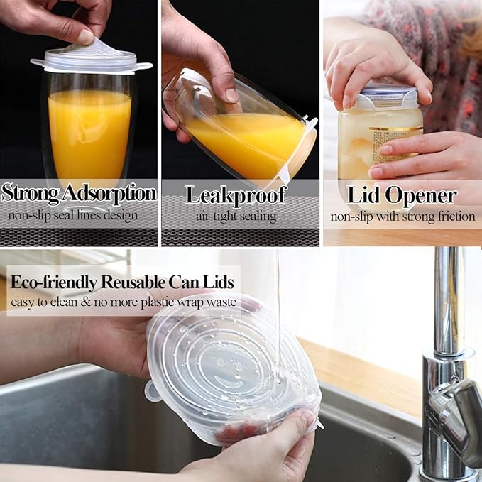 Adpartner Silicone Can Lids (10-Pack of 2.6 inch), Reusable Silicone Stretch Lids for Pet Food Cans, Leakproof BPA-free Seal Can Covers for Soda/Beer Cans, Mugs, Cups, Canned Pet Foods