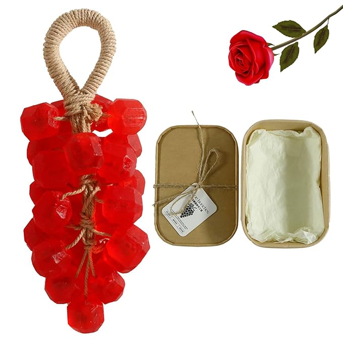 Crystal Grape Soap, Personalized Original Handmade Crystal Grape Soap for Gentle Cleansing, Decorative Grapes Cluster Gift Set for Bath (1, Rose scent)