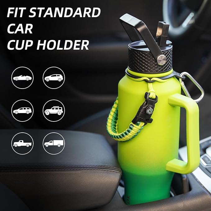 BJPKPK Insulated Water Bottles with Straw Lid, 40oz Metal Water Bottle with 2 lids & Paracord Strap, Double Wall Stainless Steel Tumbler with Handle, Reusable Cups, Mugs, Thermo, Sea