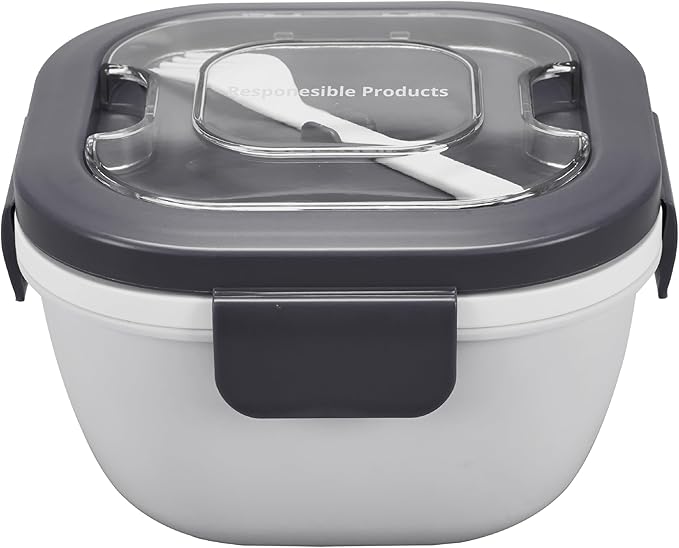 Responsible Products Leak Resistant Bento Box with Tableware for Adult - Teens, Insulated Lunch Box for Women - Men - Girls - Boys, BPA Free, Dishwasher Safe, Microwave Safe, Freezer Safe, 46 oz