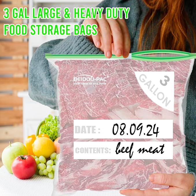Combo Large Slider Storage Bags 80 Count, 2 Gallon & 3 Gallon Resealable Variety Pack With Organizer, Reclosable Clear Plastic Bags (Variety Pack)