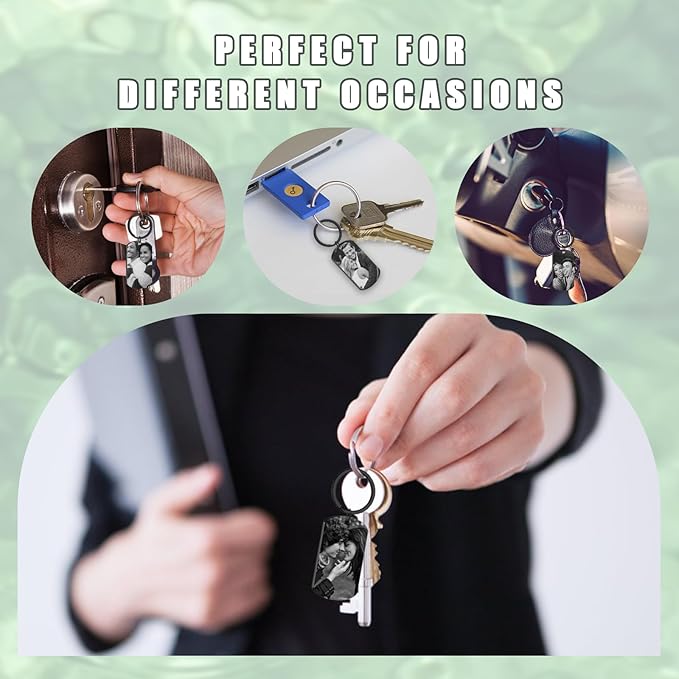 Custom Keychain Double Sided Personalized Picture Text Keychains Engraving Photo Key chains Gifts for Women Boyfriend