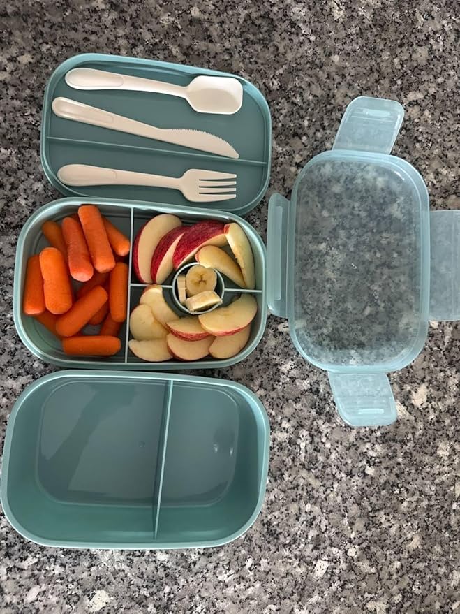 3-Tier Bento Lunch Box with Utensils – Leakproof Food Container with Compartments – Reusable Lunchbox