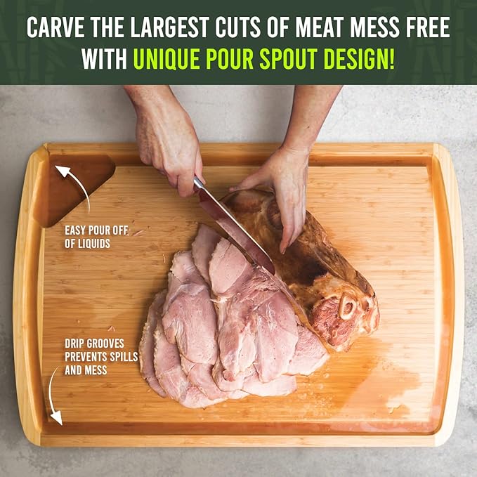 30 x 20 Organic Extra Large Cutting Board with Lifetime Replacements – Wood Bamboo Chopping Board - Wooden Butcher Block Cutting Board for Carving Turkey, Grilling Brisket and BBQ - by Greener Chef