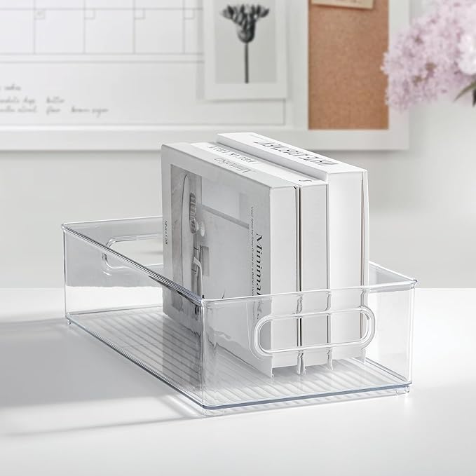 iDesign Stackable Fridge Bin - Kitchen Storage Bin for Pantry, Cabinets, or Fridge, Set of 6, Clear