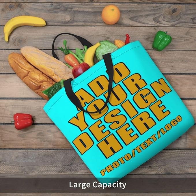 Custom Large Black Tote Bag With Pocket Extra Large Reusable Grocery Bags