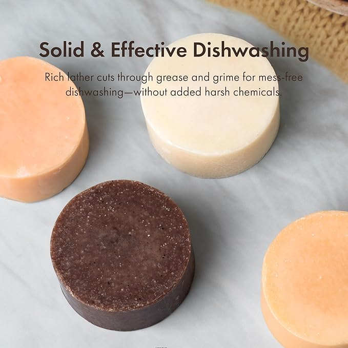 Handmade Solid Dish Soap Gift Set – 4 Vegan Bars in Korean Traditional Design Box