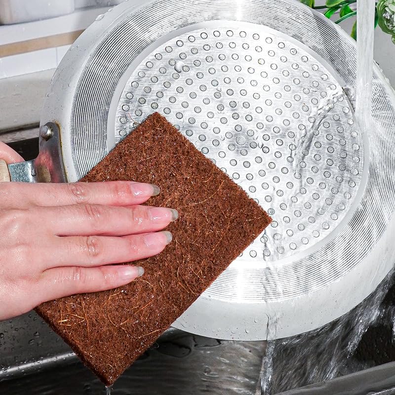 Plant‑Based Sisal Fiber Scrub Pads Powerful Kitchen Cleaning Scrubbers Sponge Dish Washing Sponge, Trial Pack of 5 Compostable, Non‑Scratch Dish Scrubbers, Odor‑Resistant - Image 5