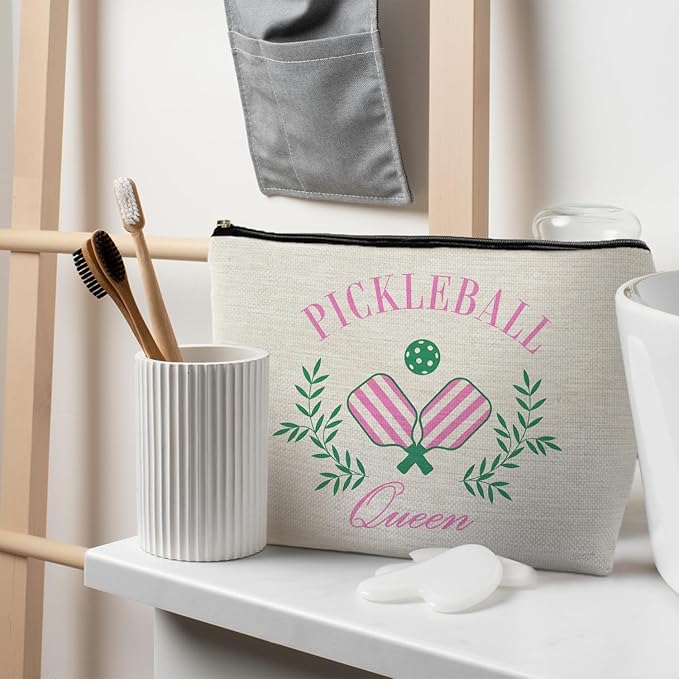 Pickleball Queen Makeup Bag, Pickleball Gifts for Women, Gifts for Pickleball Lovers, Pickleball Stuff, Pickleball Accessories for Women, Pickleball Cosmetic Bag Toiletry Bag