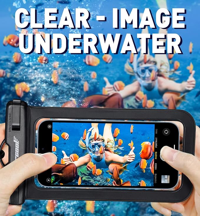 Hiearcool Waterproof Pouch for iPhone, Waterproof Phone Bag Travel Essentials Cruise Accessories Must Haves-4Pack Black
