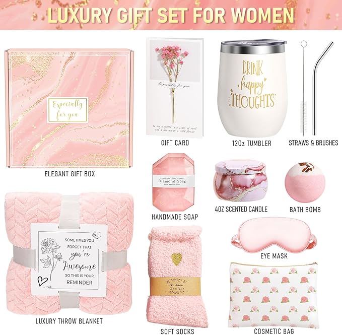 for Women Self Care Gift, Relaxing Care Package Spa Gift Basket, Valentines Day, Mothers Day, Christmas, Birthday Gifts for Women Mom Her Friend Sister Wife