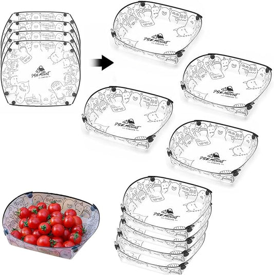 MIUPOO Collapsible Plate Set,Portable Mess Kit,Food Grade Material Free Folding Plate for Lunch Family Picnic, 8×7.5×2.2 Inches,4 Pieces.
