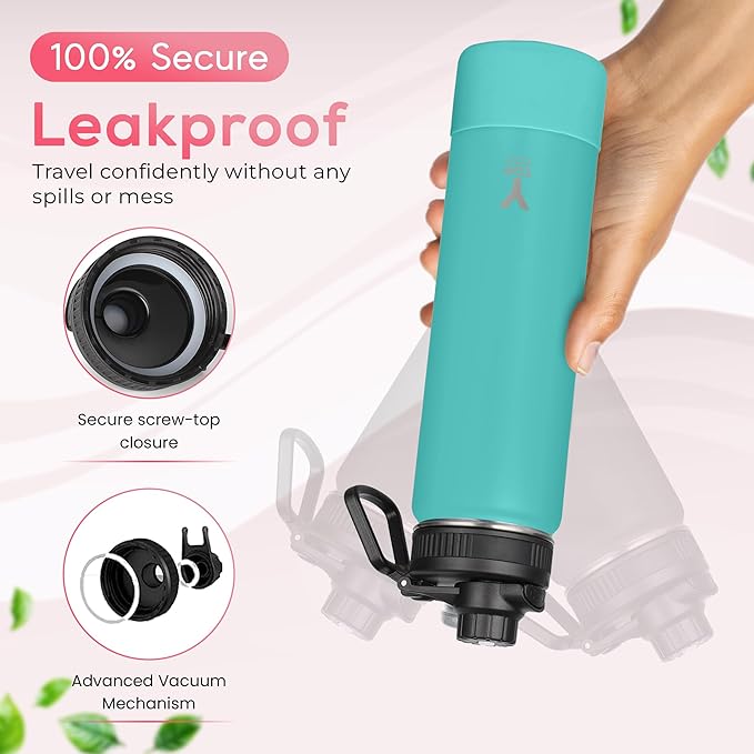 Y TOP 18 oz Insulated Water Bottle Cup Holder Friendly, Leak Proof Spout Lid, Double Wall Insulation, Dishwasher Safe, Easy Clean Stainless Steel Water Bottle for Gym Kids Sports Travel School Hiking
