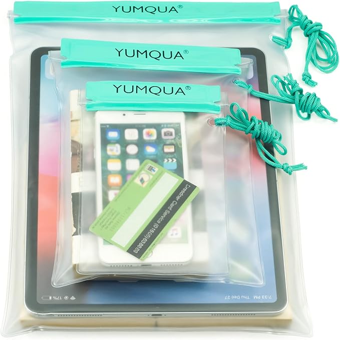 YUMQUA Clear Waterproof Bags, 3PACK Water Tight Cases Water Proof Pouch Small Dry Bags for Camera Mobile Phone Maps Pouch Kayak Military Boating Document Holder
