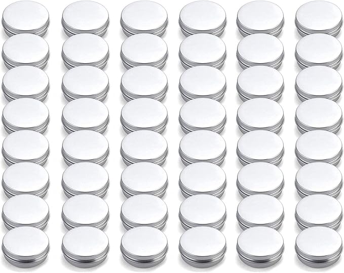 Tosnail 48 Pack 2 oz. Aluminum Round Lip Balm Tin Containers with Screw Thread Lid - Great for Spices, Candies, Tea or Gift Giving