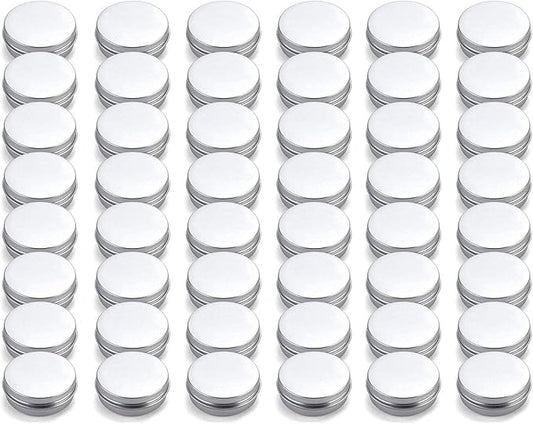 Tosnail 48 Pack 2 oz. Aluminum Round Lip Balm Tin Containers with Screw Thread Lid - Great for Spices, Candies, Tea or Gift Giving