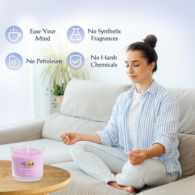 Scented Aromatherapy Soy Candle Gift Set, 100% Natural Soy Wax, Eco-Friendly, Hand-Poured, Relaxing Scented Candles for Home, Spa, Gifts(Pink + Purple + White, 7 oz)