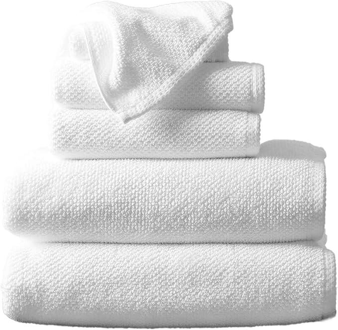 Great Bay Home White Bath Towel Set – 100% Cotton 6-Piece Set, Absorbent & Quick-Drying, Soft & Durable