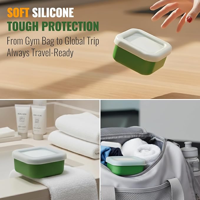 Shampoo Bar Travel Case with Draining Pad | Leakproof Silicone Small Travel Soap Case | Ultra-Compact for Gym, Camping, Business Trip (Butter Yellow)