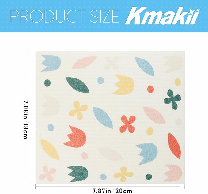 KMAKII Swedish Dishcloths Reusable, Absorbent, Quick-Drying Sponge Cloths for Kitchen and Counter Cleaning, Reusable Dish Towels and Dish Cloths,Color, Pack of 5 Pcs