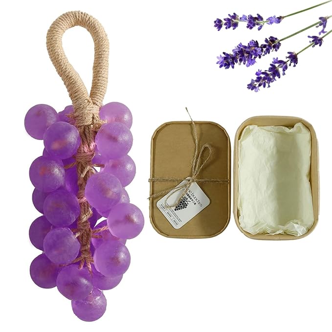 Crystal Grape Soap, Personalized Original Handmade Crystal Grape Soap for Gentle Cleansing, Decorative Grapes Cluster Gift Set for Bath (1, Lavender scent)