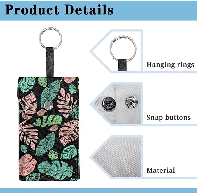 Purse Tissue Packs Portable Tissues Purse Pocket Snap Button Enclosed Reusable Paper Holder for Purse Coin Travel Office Daily Monstera Leaf